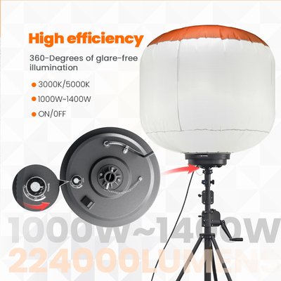 1000 واط موقع البناء LED مضخم 360 درجة ضوء البالون IP65 الضوء العالي